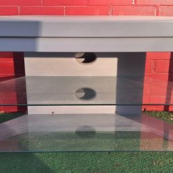 Entertainment Center Glass Shelves + Cord Cabinet