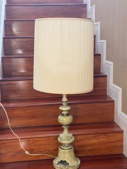 Huge 41.5” Vintage Mid-Century Stately Lamp with Original Shade - Working!