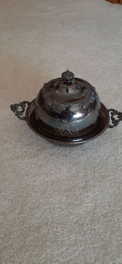 Vintage Poole Silver Co. Butter Dish