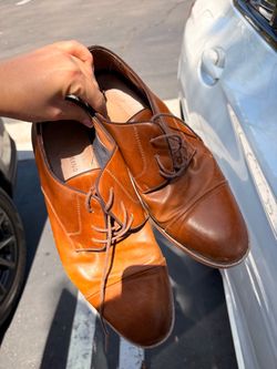 Men's Tan Leather Cap-Toe Oxford Dress Shoes