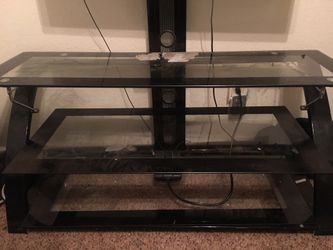 Glass tv stand with power supply adapter