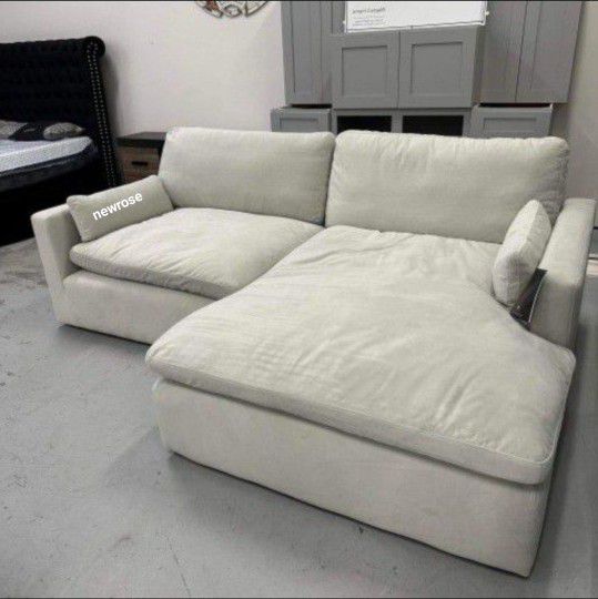 ✨️Same Day/ Next Day Delivery✨️Elyza Ivory Linen 2 Piece Modular Sectional with Chaise Ashley 