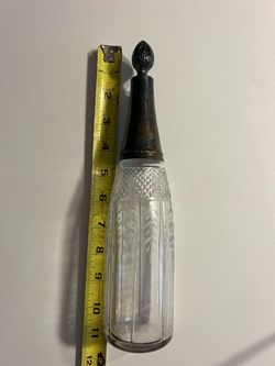 VINTAGE FRENCH SILVER & CRYSTAL DECANTER / CRUET