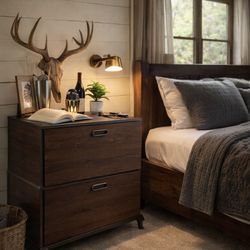 Custom Walnut/Brass Finished  Dresser