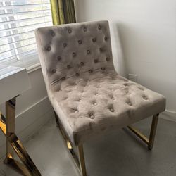 Taupe/ Beige Velvet Accent Chair