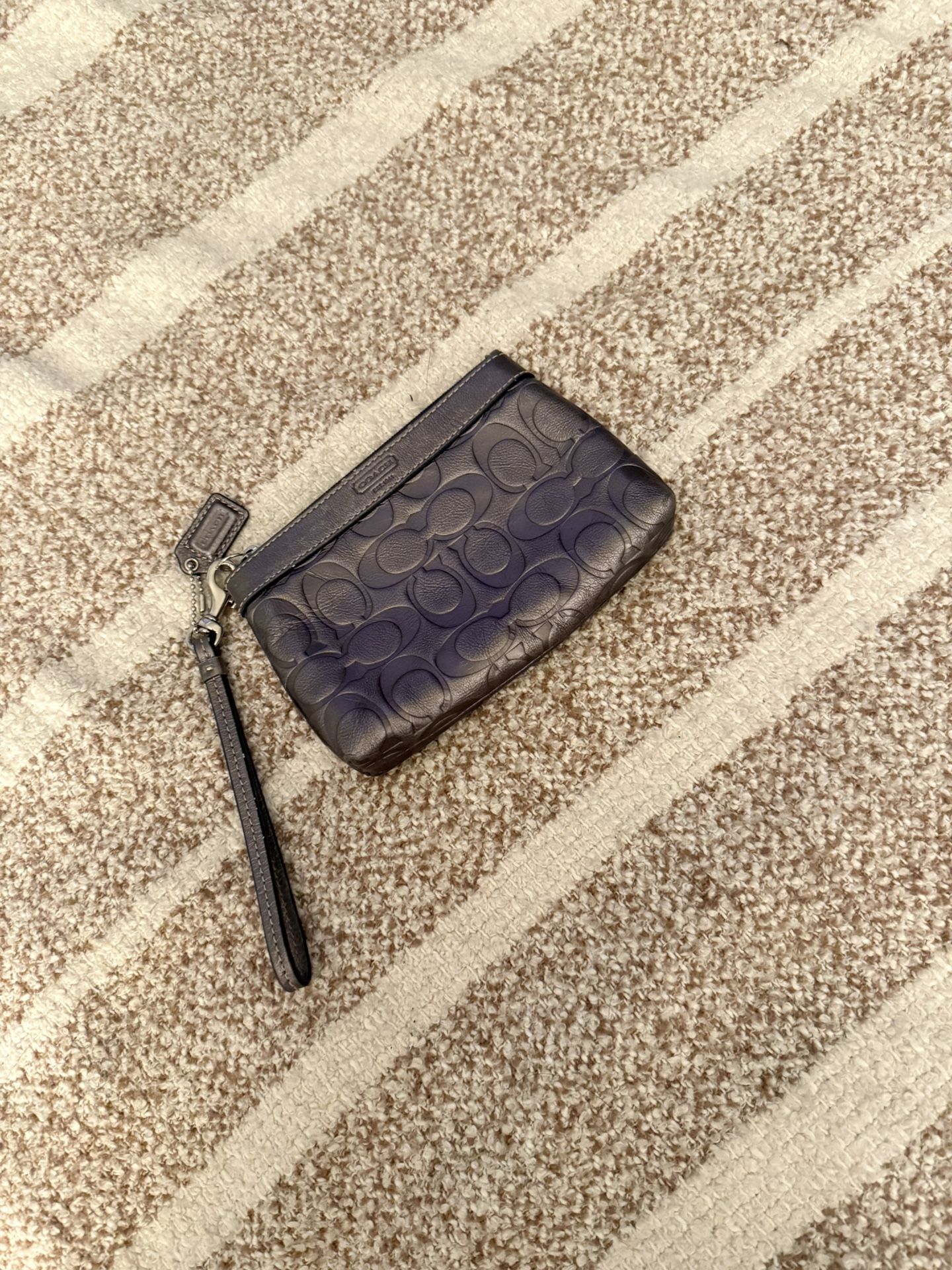 Coach Metallic Grey Wristlet