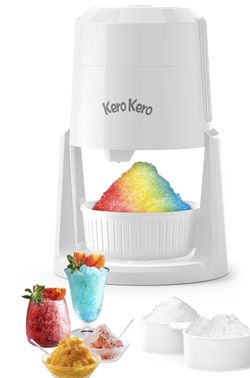 Kero Kero Snow Cone Machine - Shaved Ice Machine with 2 Ice Molds & Adjustable Blades - Ice Shaver 