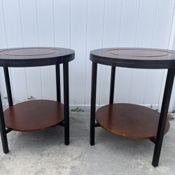 Round Wooden Nightstand / Small Coffee Table – Sturdy & Stylish