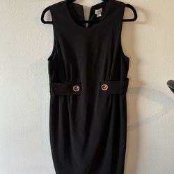 Chache Black And Gold Sheath Midi Dress 