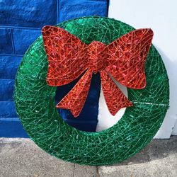 Huge Beautiful Christmas Wreath FOR SALE with lights and a big Red Bow