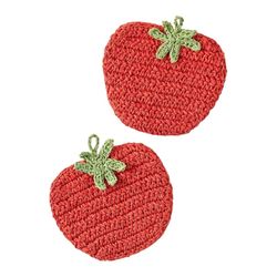 Anthropologie Woven Crochet Tomato Coasters Set of 2 Anthro Ischia DecorNew with tags, Set of 2