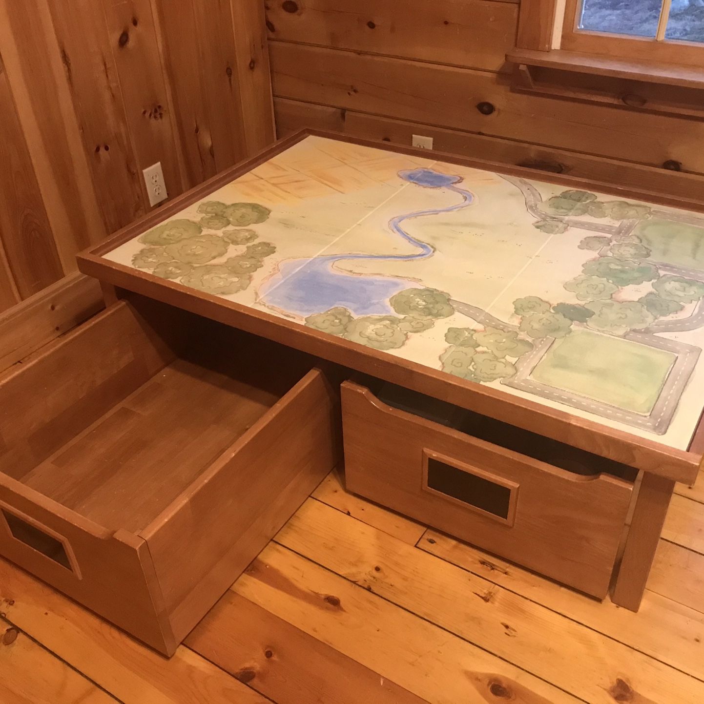 Pottery Barn Kids Activity - Train Table w/rolling Pullout Carts