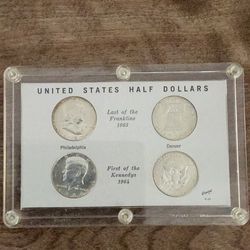 4 Silver Uncirculated  Half Dollars in a case.   90%  Silver
