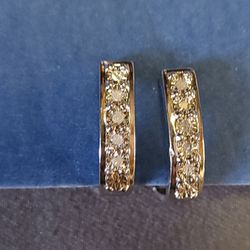 Sterling Silver Diamond Earrings 