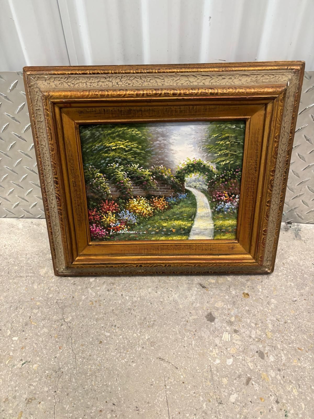 K HILLMAN ORIGINAL OIL PAINTING CANVAS SIGNED.. 15 1/2 x 131/2 .