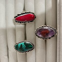 Sterling Silver Adjustable Crystal Rings