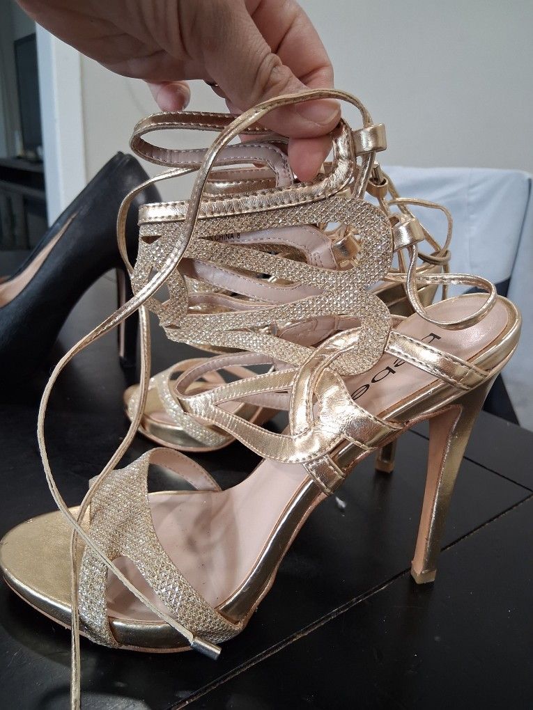 Bebe Gold Heels