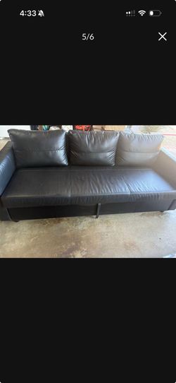 Modern Black Faux Leather Sleeper Sofa – Converts to Bed