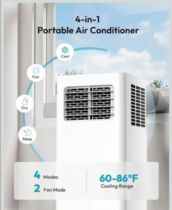 EUHOMY Portable Air Conditioners 10,000 BTU, 4-in-1 Air Conditioner Portable Up to 450 Sq.Ft. with Cool, Fan, Dehumidifier, Sleep, Portable AC Unit wi