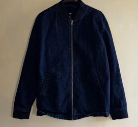 H&M mens bomber jacket size S blue denim navy blue