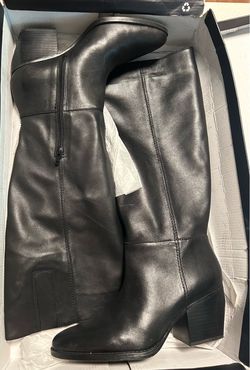 Black Leather Knee-High Heeled Boots size9.5