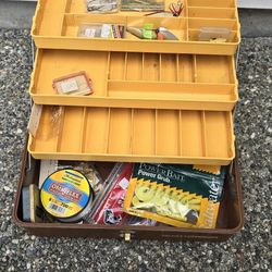 Vintage Fishing Tackle Box With Goodies 