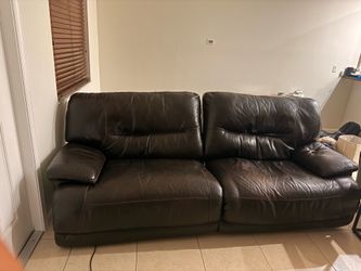 Dark brown power recliner leather sofa