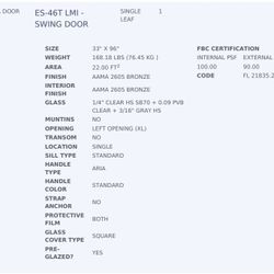 ES IMPACT SWING DOOR 33 X 96