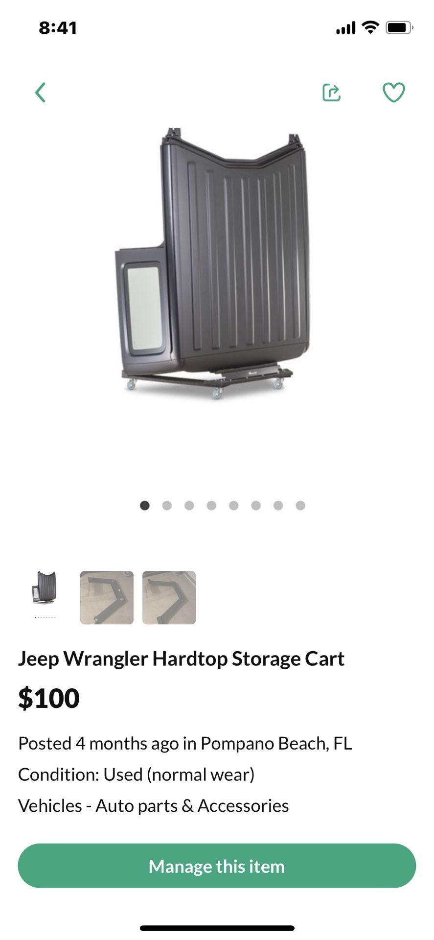 Jeep Wrangler Hardtop Storage Cart