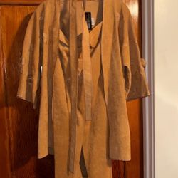 2 Piece Tan Ultra Suede Jacket/Skirt Suit