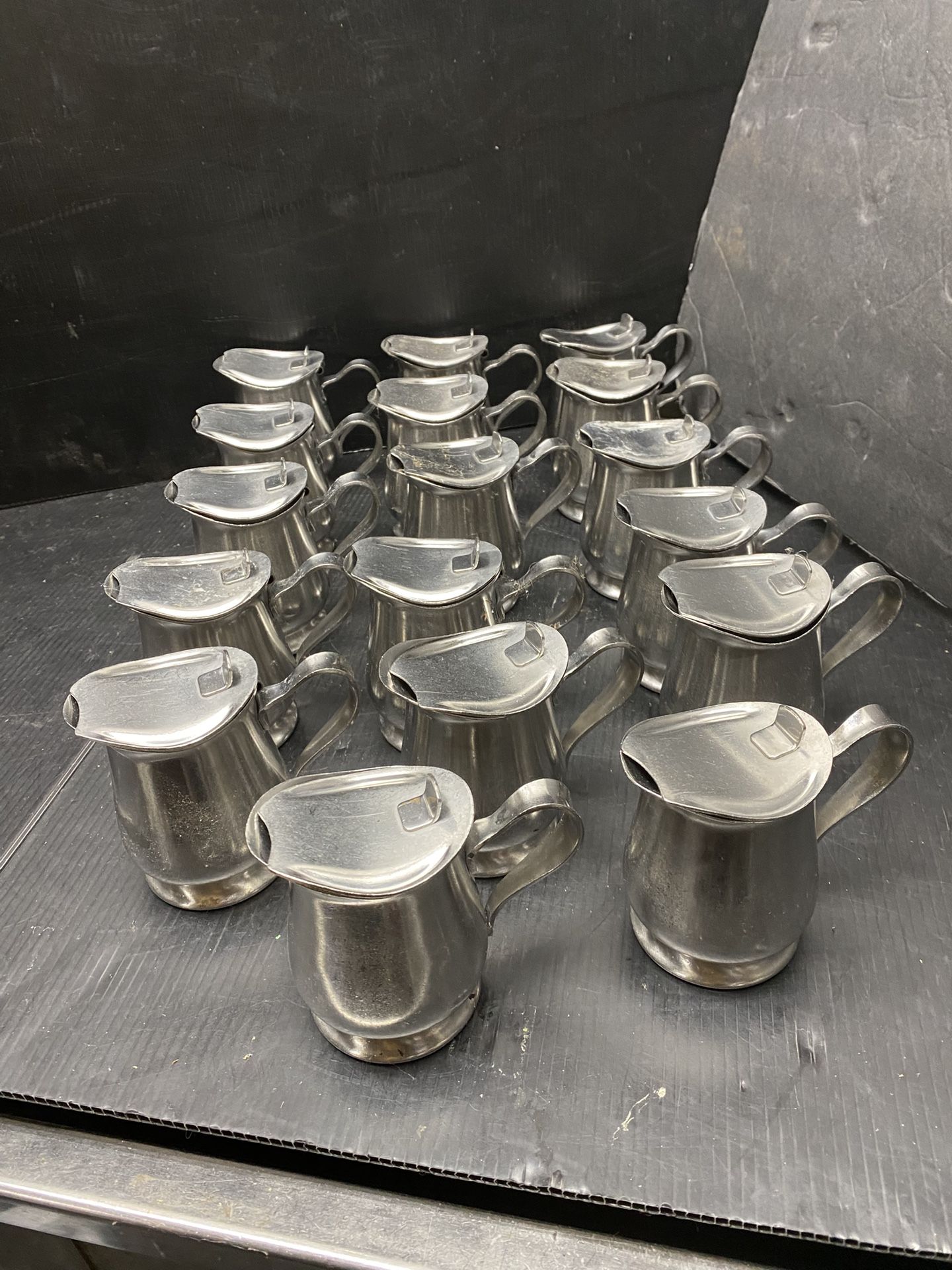 Lot Of 17 Oneida 18/8 Stainless Steel Creamer Pitcher with Lid Japan 3.5" 6 oz