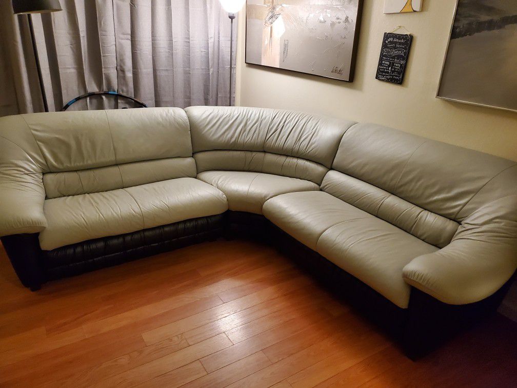 Custom made leather sectional sofa
