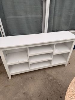 White Wood TV Stand / Bookshelf Console