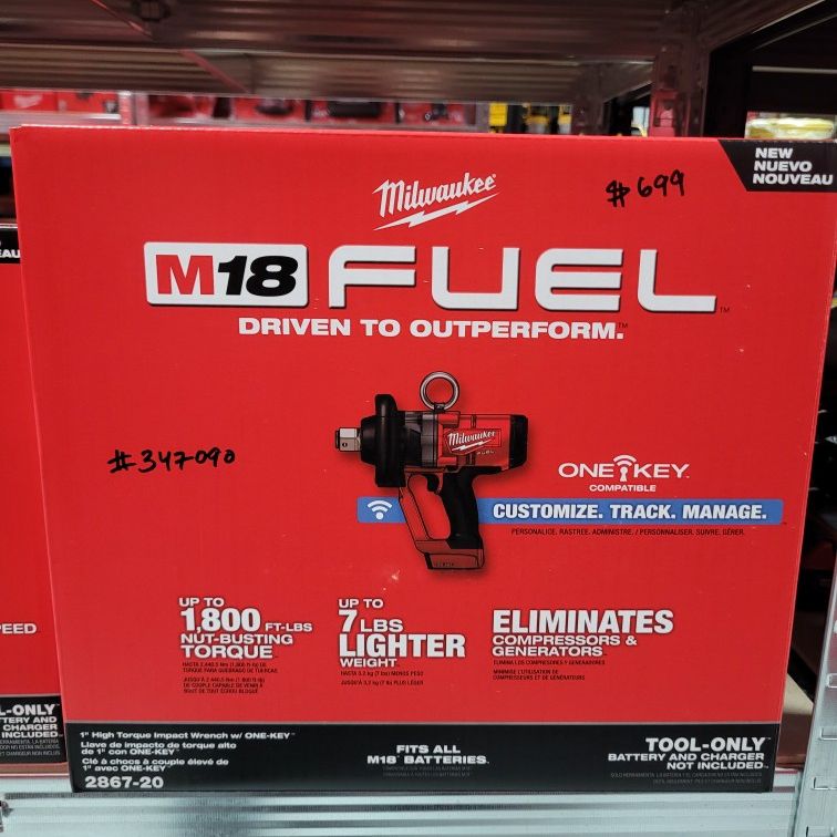Milwaukee M18 Fuel 1" High Torque Impact Wrench 