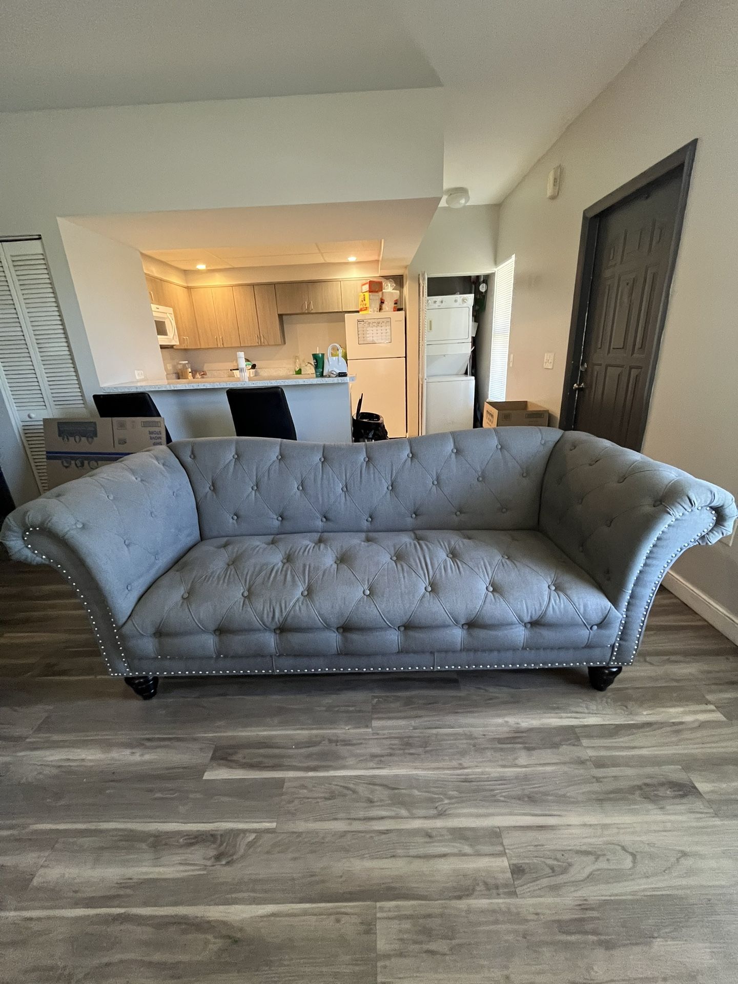 Grey Velvet Couch 