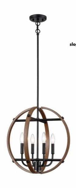 4-Light Black No Decorative Accents Shaded Circle Chandelier for Dining Room;Foyer with No Bulbs Included