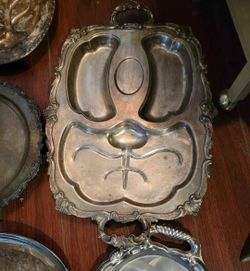 Huge heavy silver plated serving tray holiday dinner tea party wedding decorations tea set