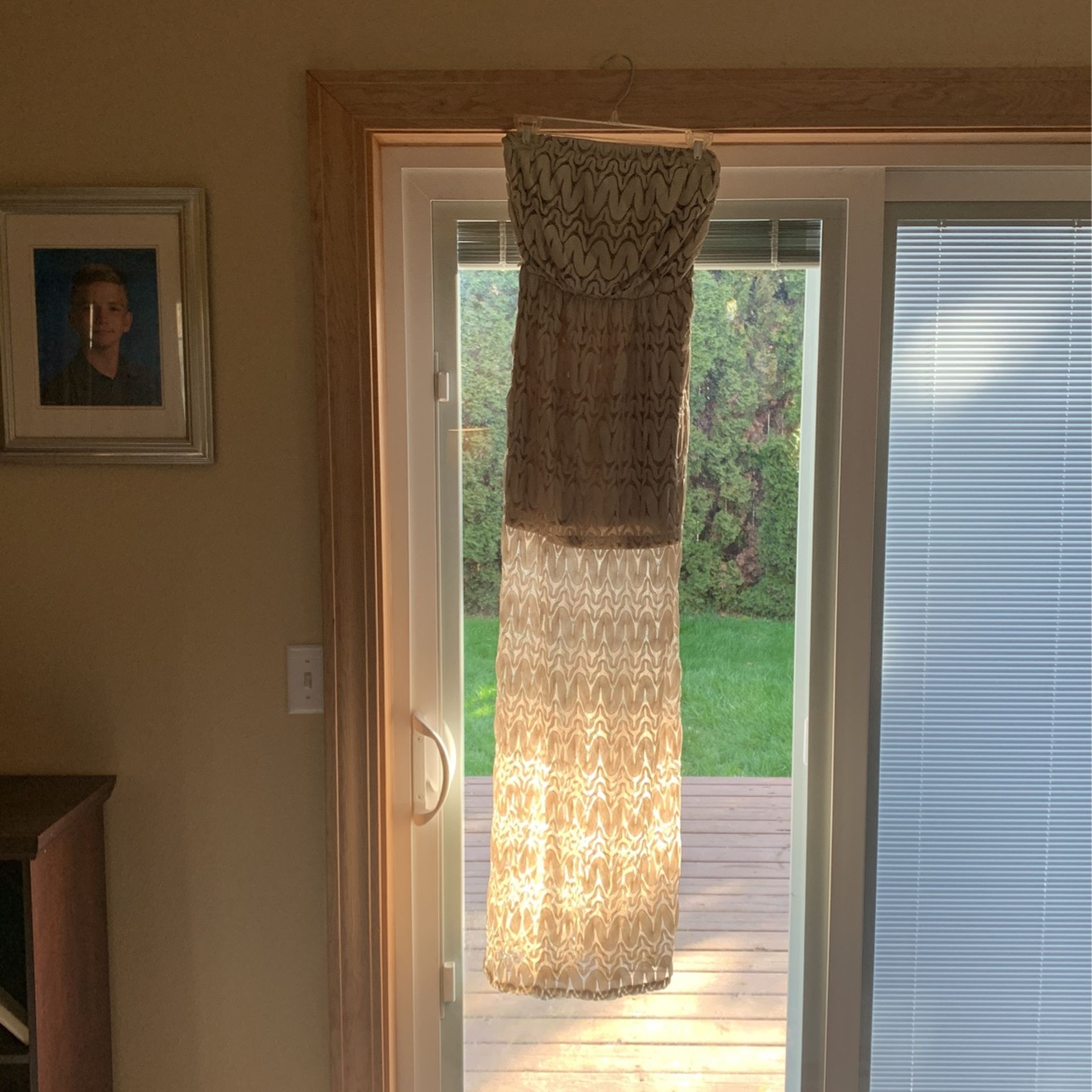 Woman’s Gold Strapless Maxi Dress SZ Med