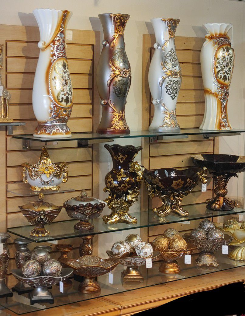 Vases, Trinckets,  Candle Holders, Elephant figurines, Orbs,  etc.. ( NEW ) prices vary by item