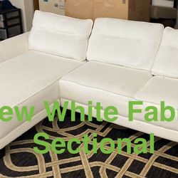 Beautiful New White Fabric Sectional (Finance & Delivery)