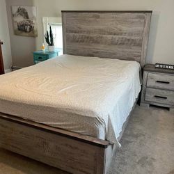 Grey wooden king| Queen|Twin|full bedframe & mattress with box spring with free delivery