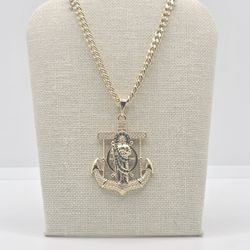 Anchor San Judas Green Zircon Necklace