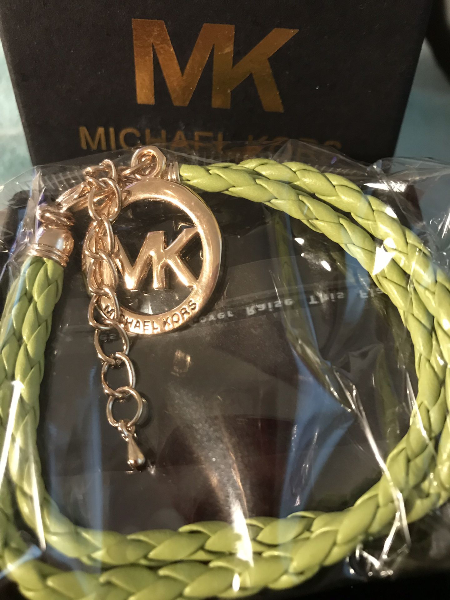Micheal Kors leather double braided logo bracelet