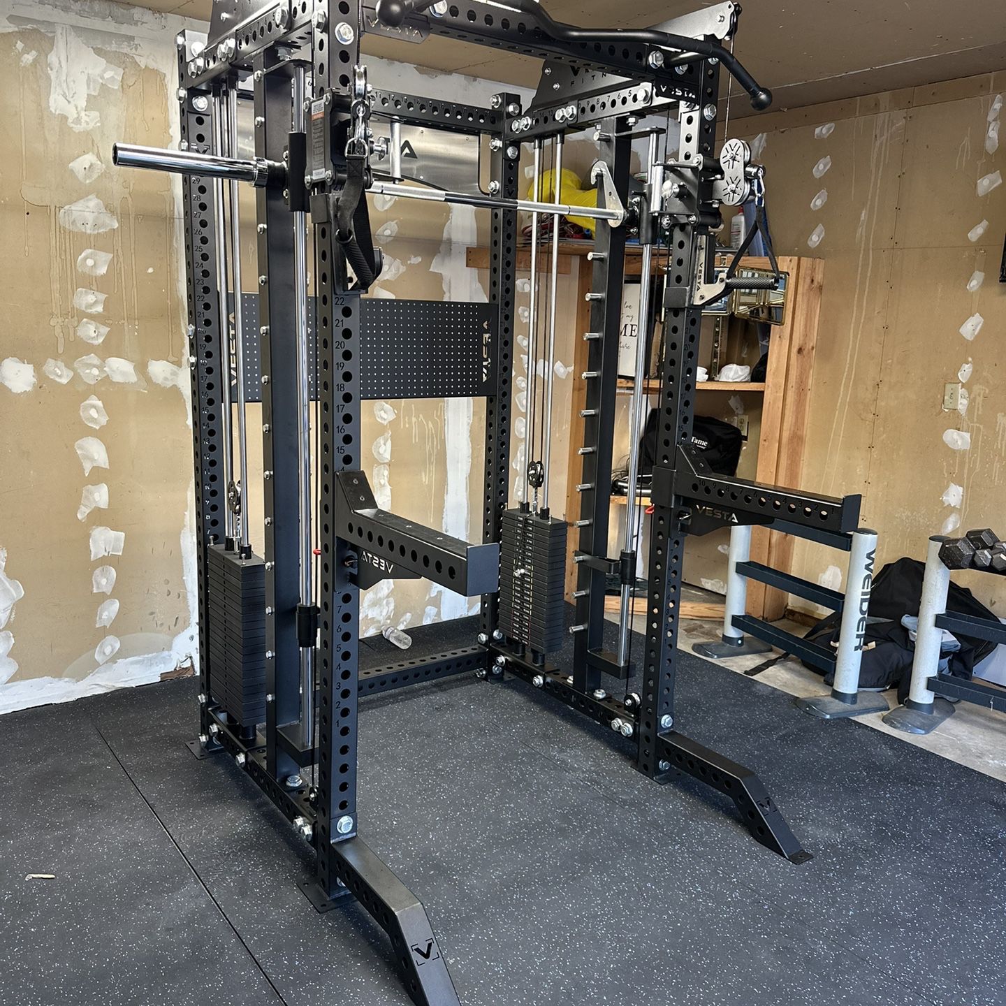 PRO SERIES Ultimate Half Rack Functional Trainer w/Smith Machine Bar | 400lb Stack | Gym Equipment | Fitness | Commercial | Squat Rack 