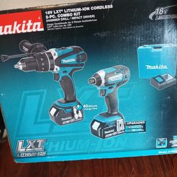 Makita 18v LXT Lithium-ION COMBO KIT HAMMER DRILL/IMPAC DRILL  AND 2 BATTERY AND CHARGER WITH CASE