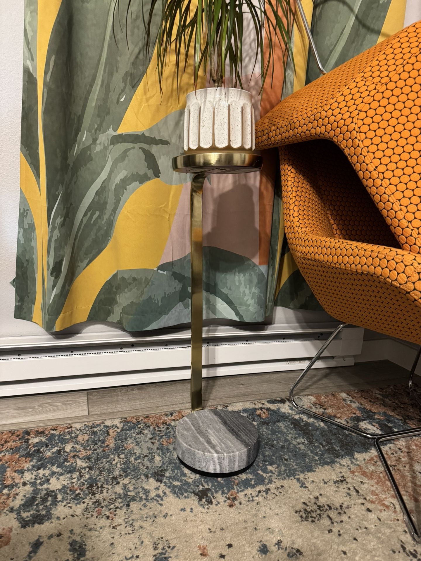 Williams Sonoma Brass & Marble Drink Table