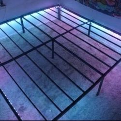 King Bed Frame With LED lights And charging station, 