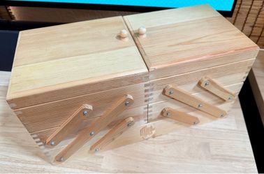 Wooden Cantilever Tiered Storage Box - supplies for reference only