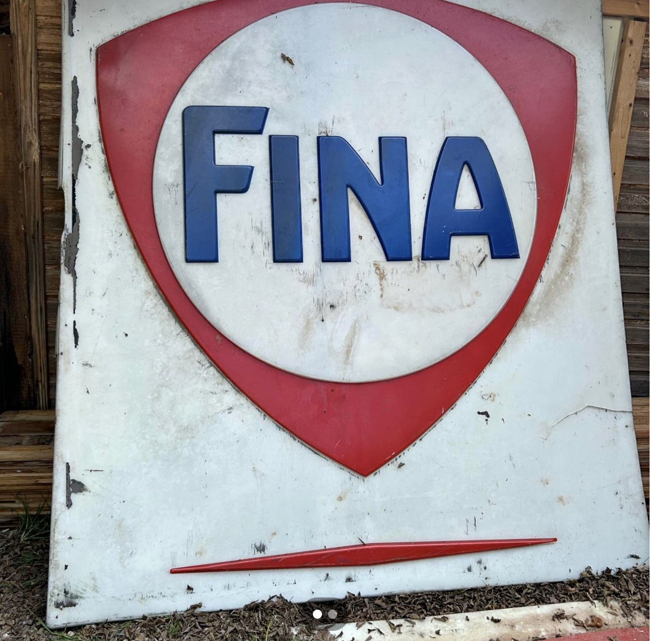 Old Fina gas sign 7 feet by 6 feet Neat old sign