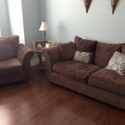 Brown Microfiber Couch And Club Chair 